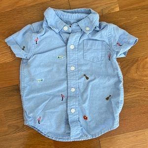 Janie and Jack embroidered Hawaiian chambray shirt